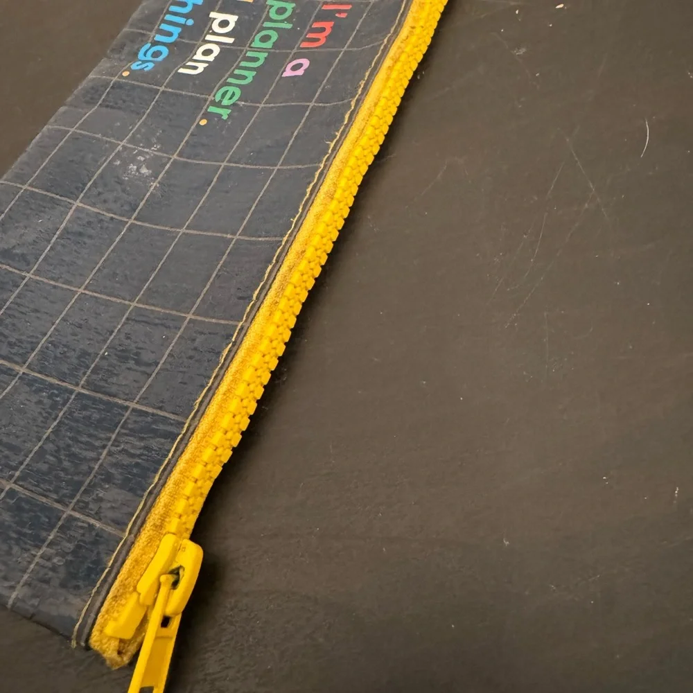 Blue Q Pencil Case Grid I’m A Planner I Plan Things Yellow Zipper